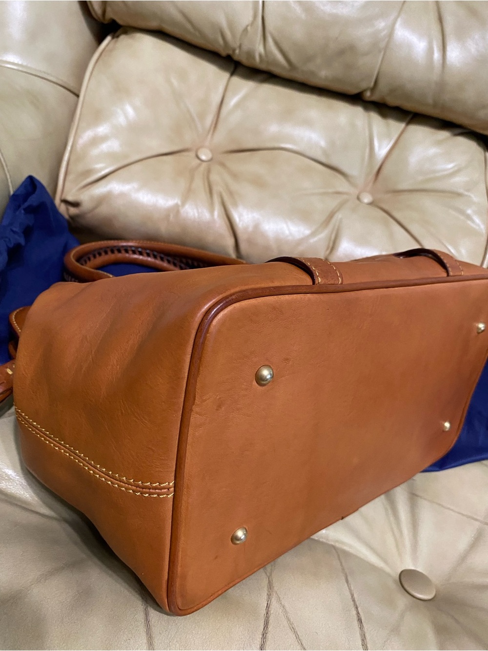 Dooney & Bourke LARGE Framed Doctor Bag Florentine Mitchell Leather Whipstitch - Picture 8 of 16